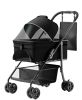 2 in 1 Folding Dog Stroller, Pet Folding Stroller, 4 Wheels Dog/Cat Puppy Stroller w/Removable Travel Carrier for Small/Medium Pet, Waterproof Pad