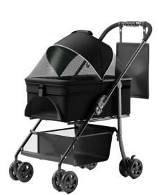 2 in 1 Folding Dog Stroller, Pet Folding Stroller, 4 Wheels Dog/Cat Puppy Stroller w/Removable Travel Carrier for Small/Medium Pet, Waterproof Pad