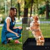 Dog Playpen 4 Panels Foldable Metal Dog Exercise Pen with Bottom Pad 36 in