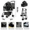 2 in 1 Folding Dog Stroller, Pet Folding Stroller, 4 Wheels Dog/Cat Puppy Stroller w/Removable Travel Carrier for Small/Medium Pet, Waterproof Pad
